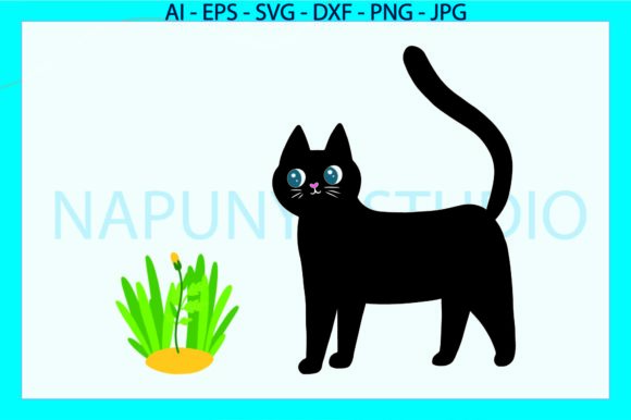 Cat Black and Grass Svg Review
