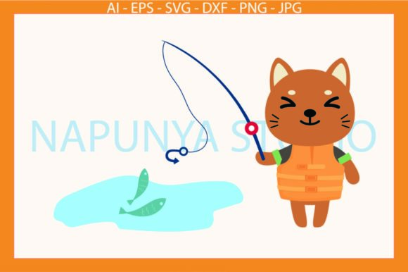 Cat Fishing in Fish Pond SVG EPS Review