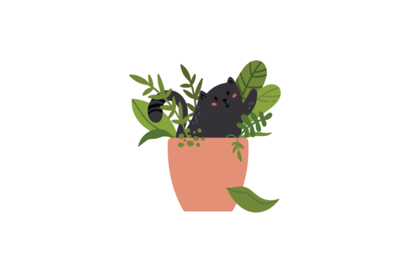 Cat Playing on Potted Plants Svg Review