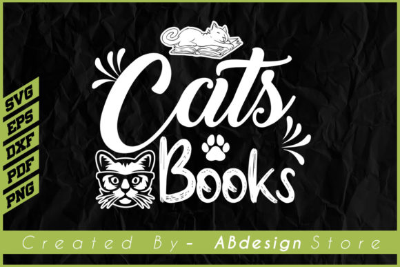 Cats Books Cat Lover T Shirt Design