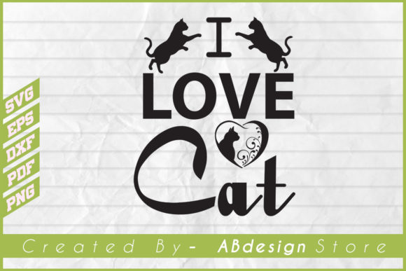 I Love Cat Embroidery Design