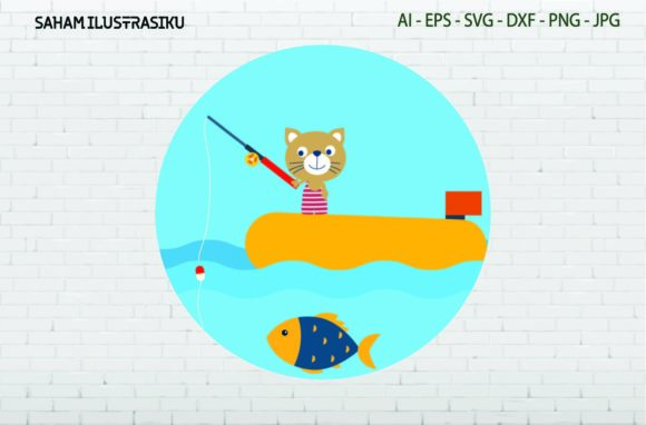 Icon Fish Cat Fishing on Boat Svg Review
