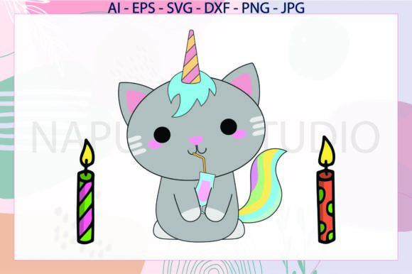 Unicorn Cat Grey and Candle Svg Review